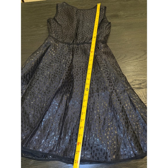 Leon Max Limited Edition Black Silver Metallic Polka Dot Fit Flare Dress XS - Picture 7 of 10